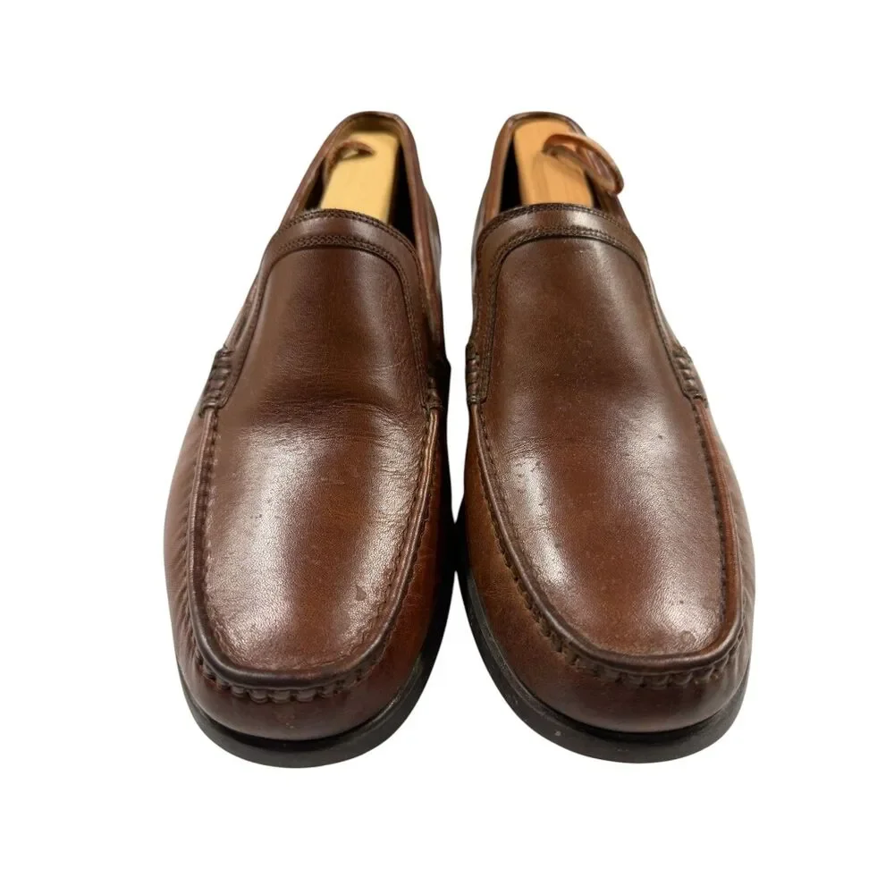 Clarks Unstructured Brown Genuine Leather Comfort Slip-On Loafers